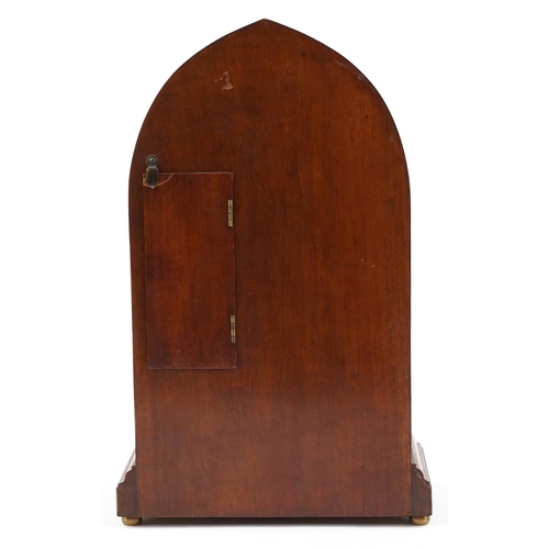 286 - An Edwardian mahogany cased mantle clock with later movement, the circular dial with Arabic numerals... 