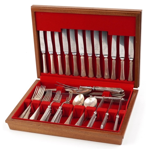 1165 - A Mappin & Webb plated part canteen of cutlery, cased.