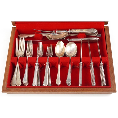 1165 - A Mappin & Webb plated part canteen of cutlery, cased.