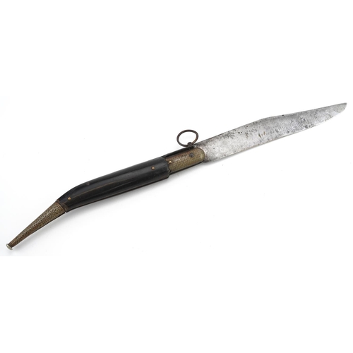 125 - A Turkish folding hunting knife circa 1930, the blade 16cm in length.