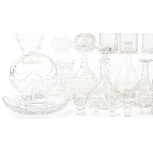 1543 - A mixed group of 20th century cut glassware including ten decanters.