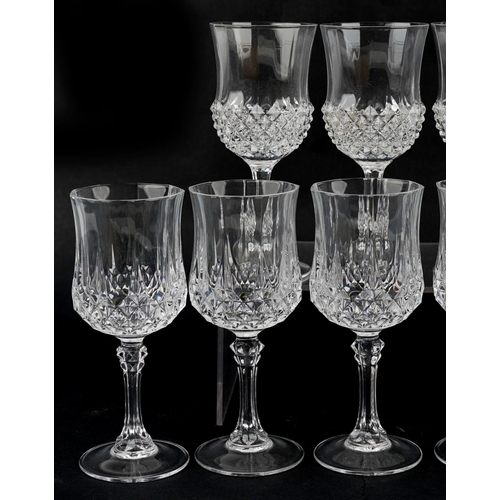 1541 - A matched set of ten cut glass wine glasses.