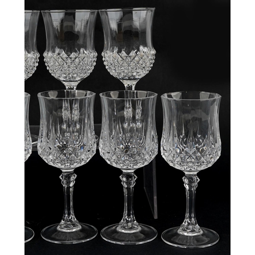 1541 - A matched set of ten cut glass wine glasses.