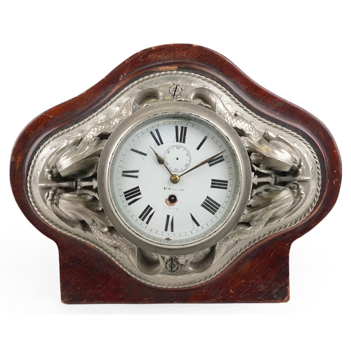  A 19th century Elkington plated ships clock with eight day movement, the white enamel dial with blac... 