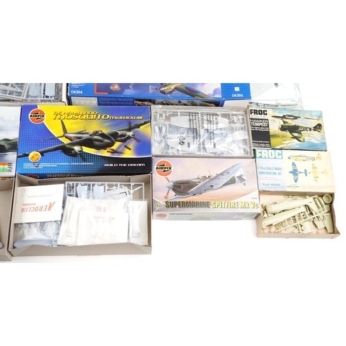 1305 - A large collection of model aeroplane kits including Airfix, Academy and Revell.