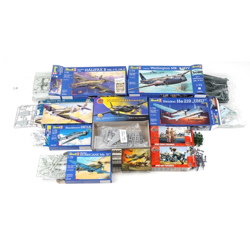 1305 - A large collection of model aeroplane kits including Airfix, Academy and Revell.