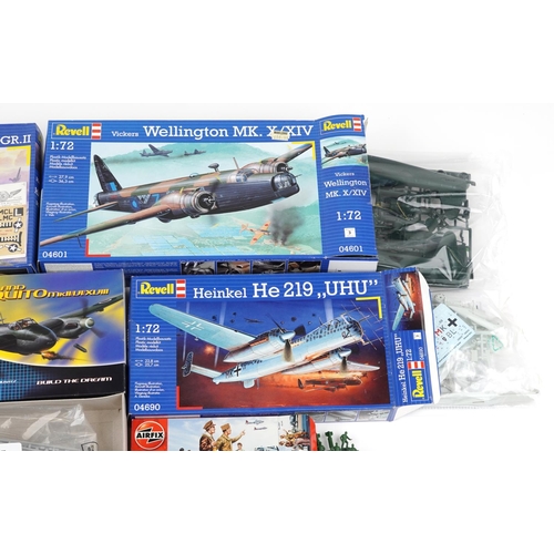 1305 - A large collection of model aeroplane kits including Airfix, Academy and Revell.