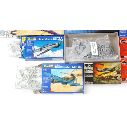 1305 - A large collection of model aeroplane kits including Airfix, Academy and Revell.