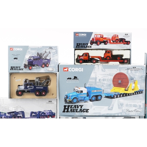 1306 - A collection of Corgi Classics transporting vehicles with boxes including 31007, 17502, 18001, 31004... 