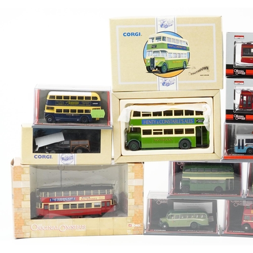 1316 - A collection of die-cast transport vehicles and cars including Corgi, The Original Omnibus and a Lon... 