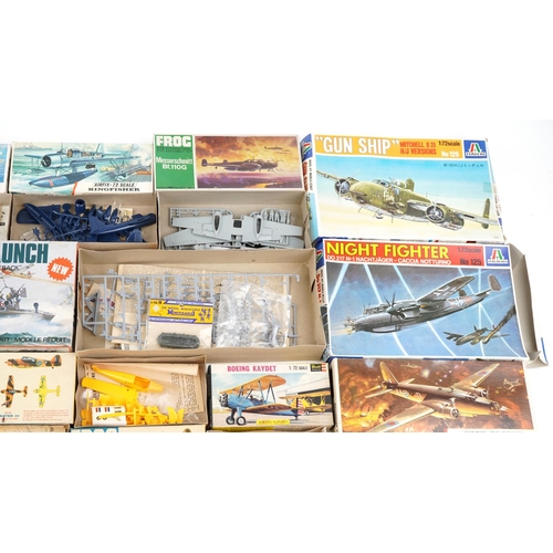 1327 - A collection of vintage model kits with boxes including Airfix and Academy.