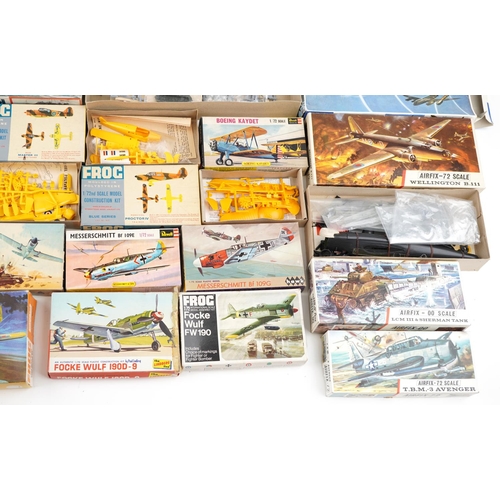 1327 - A collection of vintage model kits with boxes including Airfix and Academy.