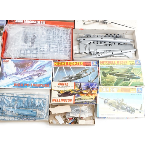 1327 - A collection of vintage model kits with boxes including Airfix and Academy.