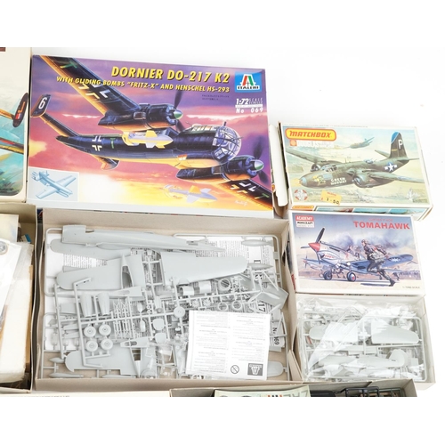 1327 - A collection of vintage model kits with boxes including Airfix and Academy.