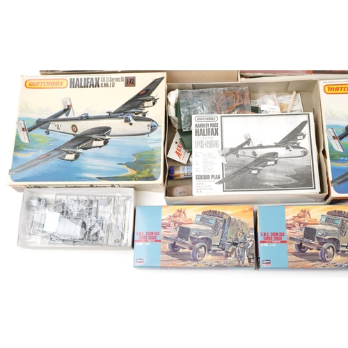 1327 - A collection of vintage model kits with boxes including Airfix and Academy.