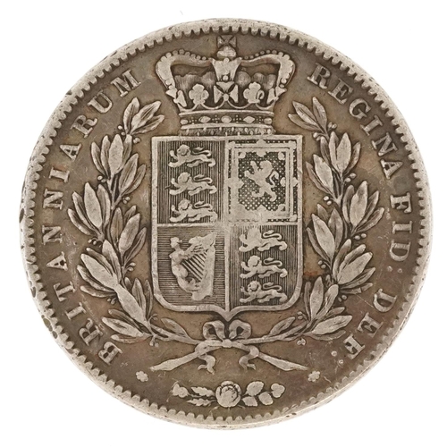 2047 - A Victorian 1847 silver crown with script to the edge.