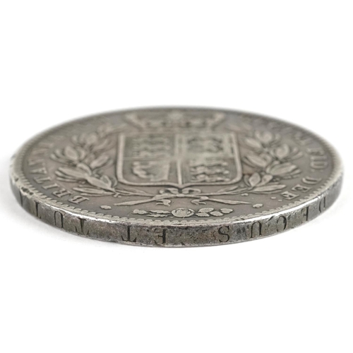 2047 - A Victorian 1847 silver crown with script to the edge.