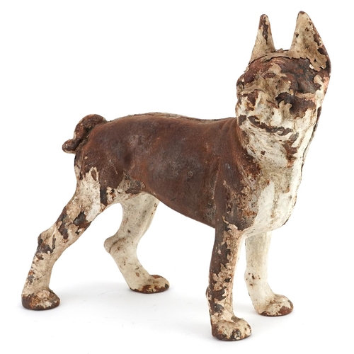 1527 - A cast iron French Bulldog, 25cm in length.