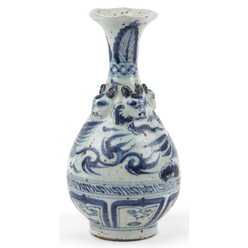 149 - A Chinese blue and white porcelain vase decorated with birds, character marks to the base, 26cm high... 