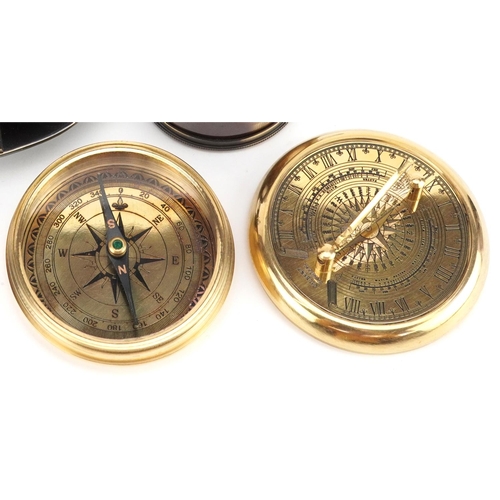 1534 - Three naval interest compasses, the largest 12cm wide.