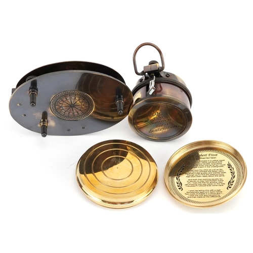 1534 - Three naval interest compasses, the largest 12cm wide.