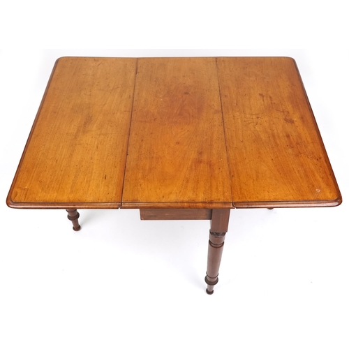 1050 - A Victorian mahogany drop flap Pembroke table, 70cm H x 113cm W x 89cm D.