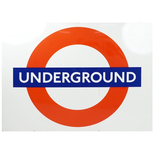 A large London Underground enamel sign, circa 1980, 130cm x 174cm.