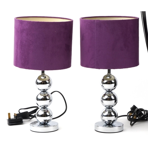 1467 - Three pairs of contemporary modern lamps together with a floor standing contemporary lamp, the large... 