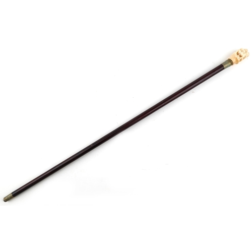 1407 - A late 20th century walking stick with bone twist handle, L-92cm