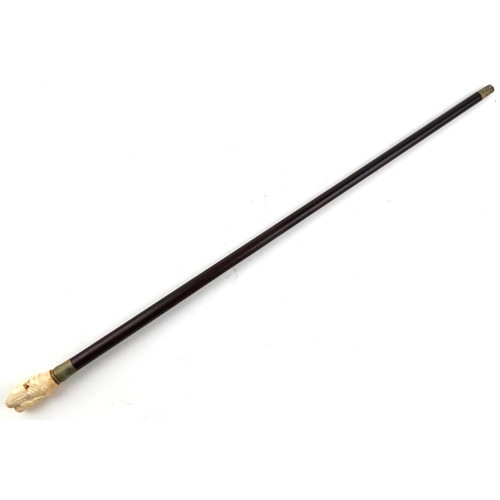 1407 - A late 20th century walking stick with bone twist handle, L-92cm