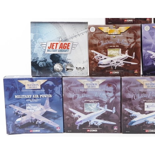 1321 - A collection of Corgi The Aviation Archive diecast model aeroplanes including Douglas C-47A and Boei... 