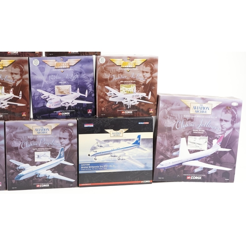 1321 - A collection of Corgi The Aviation Archive diecast model aeroplanes including Douglas C-47A and Boei... 