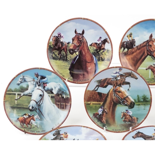 1223 - A collection of Royal Worcester horseracing interest plates including Arkle serial number 6157 and M... 