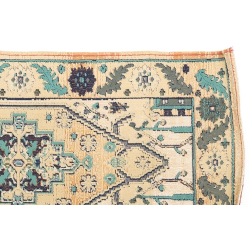 1031 - A Turkomen rug, late 20th century, the red field with a central stepped medallion, 143cm x 90cm, tog... 