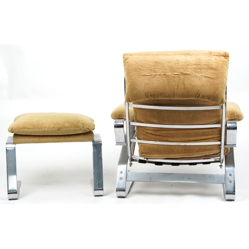 1040 - A mid 20th century chromium plated lounge chair and ottoman after a design by Adolf Reinhold & Hans-... 