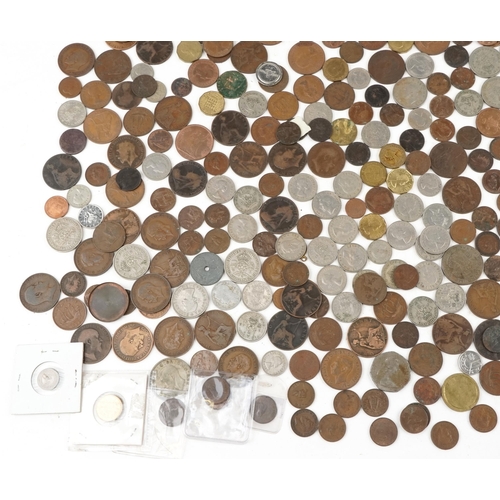 2188 - A quantity of 19th century and later British and world coinage to include pennies, farthings and hal... 