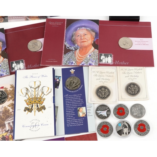 2183 - Seventeen commemorative five pound coins to include Concorde, Winston Churchill, The Red Arrows and ... 