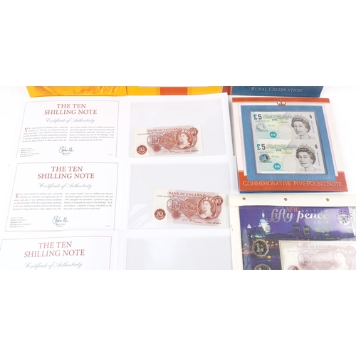 2192 - British special edition banknotes to include two mint ten pound notes, serial numbers LA80 999151 an... 