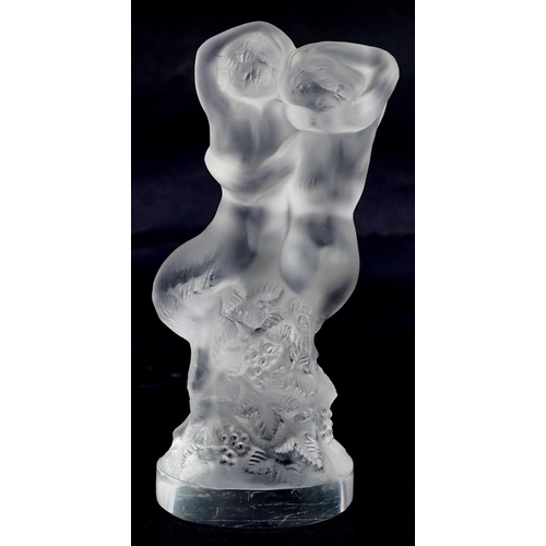 26 - A 20th century Lalique frosted glass figure group of Diana the Huntress and a fawn, engraved to the ... 