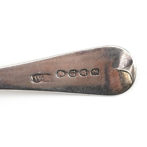 456 - Four Georgian and Victorian silver tablespoons, the largest 17.5cm in length, total 147.5g