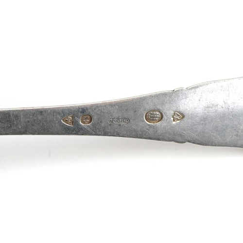 422 - Christian F Heise, a set of four Danish silver tablespoons, 20cm in length, total 233.2g.