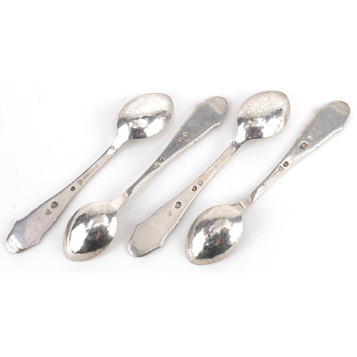 464 - Christian F Heise, a set of four Danish silver teaspoons, 11.5cm in length, total 55.0g