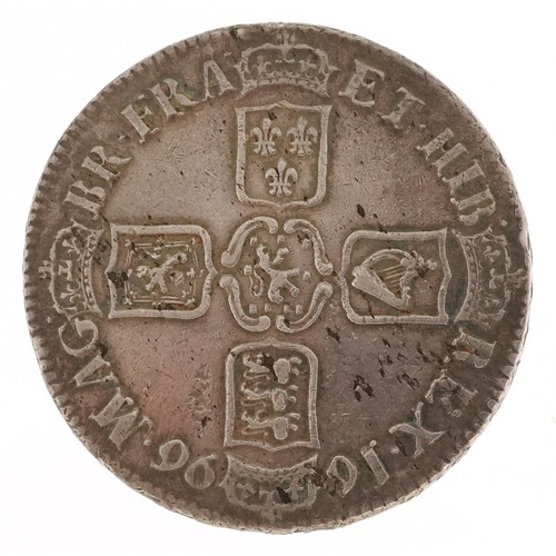 2040 - A William III 1696 silver crown with script to the edge, condition possibly very fine.