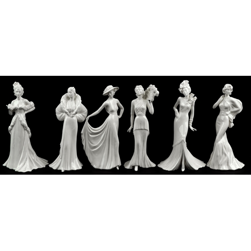 1217 - A set of six Coalport 'In Vogue' bone china figurines, with five cerfificates of authenticity.