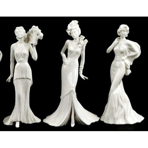 1217 - A set of six Coalport 'In Vogue' bone china figurines, with five cerfificates of authenticity.