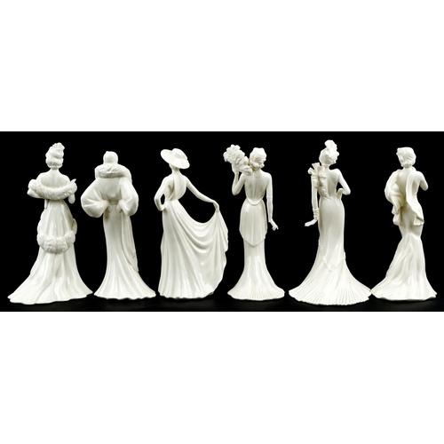 1217 - A set of six Coalport 'In Vogue' bone china figurines, with five cerfificates of authenticity.