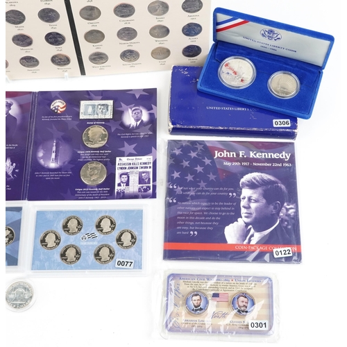 2190 - United States coinage to include silver examples, a 1963 Liberty Bell silver half dollar, a Liberty ... 