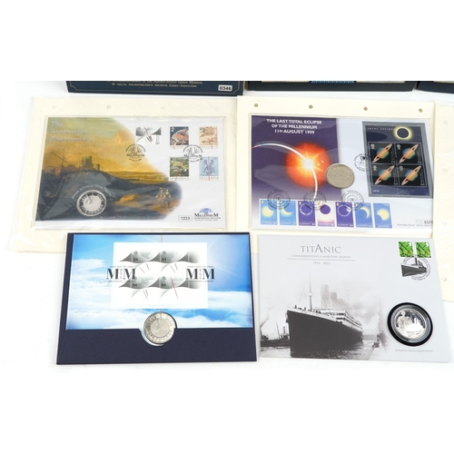 2171 - Two silver proof coin covers to include The Greenwich Observatory 1999, a Titanic Centenary Memorial... 