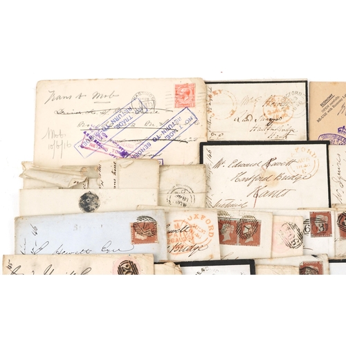 2247 - A quantity of Victorian Penny Reds on cover and other Victorian covers together with a State Express... 