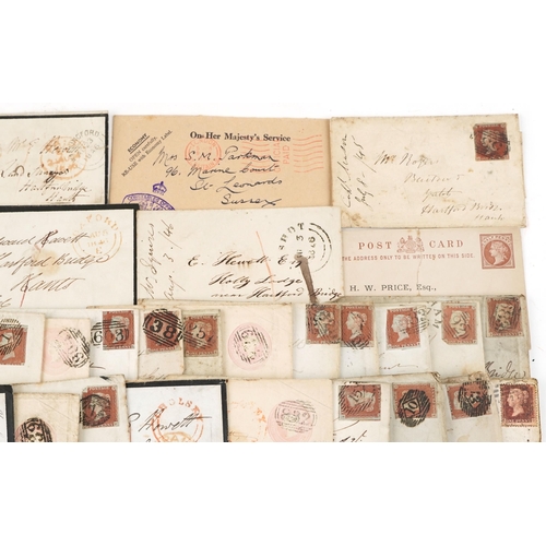 2247 - A quantity of Victorian Penny Reds on cover and other Victorian covers together with a State Express... 